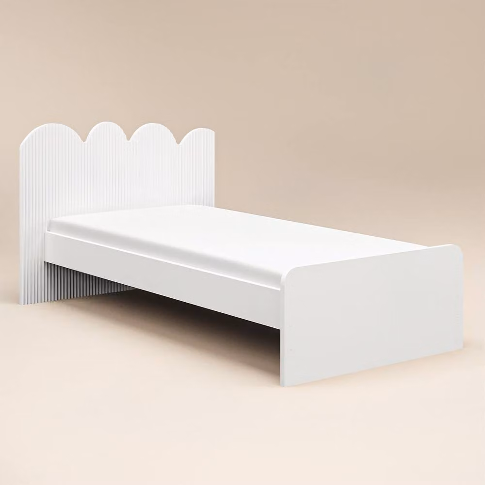 Flair Calista Ribbed Cloud Upholstered Single Bed in White, W/D/H: 90 x 200 x 120 cm – 2