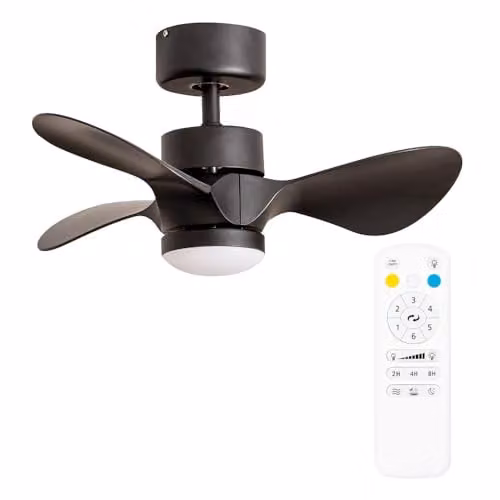 ValueLights 24 inch LED Ceiling Fan with Remote Control and Timer in Black