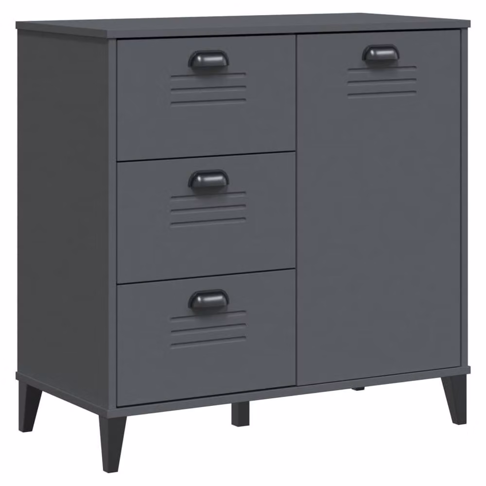Berkfield Home VIKEN Highboard in Anthracite Grey, Solid Pine with Glass Doors, W: 80 cm, D: 40 cm, H: 190 cm – 4
