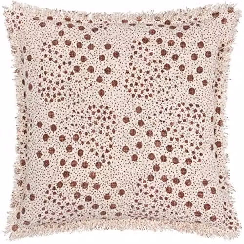 Riva Home Yard Hara Brown Dotted Square Cotton Cushion with Polyester Filling, 50 x 50 cm