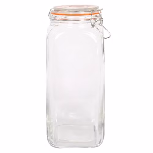 Argon Tableware 2L Square Glass Jar with Clip-Top Lid in Transparent – 1