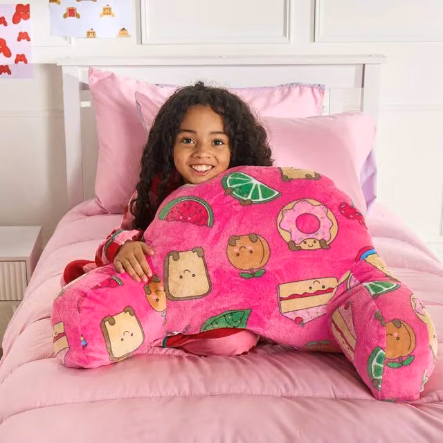 OHS Kids Sweetie Pie Print Cuddle Reading Pillow, Pink and Multicolour, W/D/H: 45 x 45 x 30 cm – 1