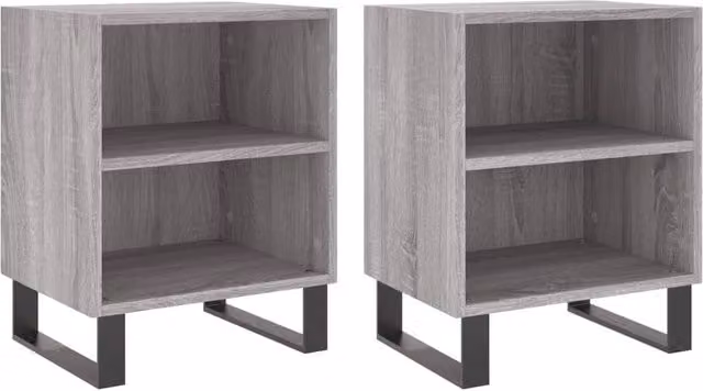 Berkfield Home Set of 2 Grey Sonoma Bedside Cabinets, W/D/H: 40 x 30 x 50 cm – 1