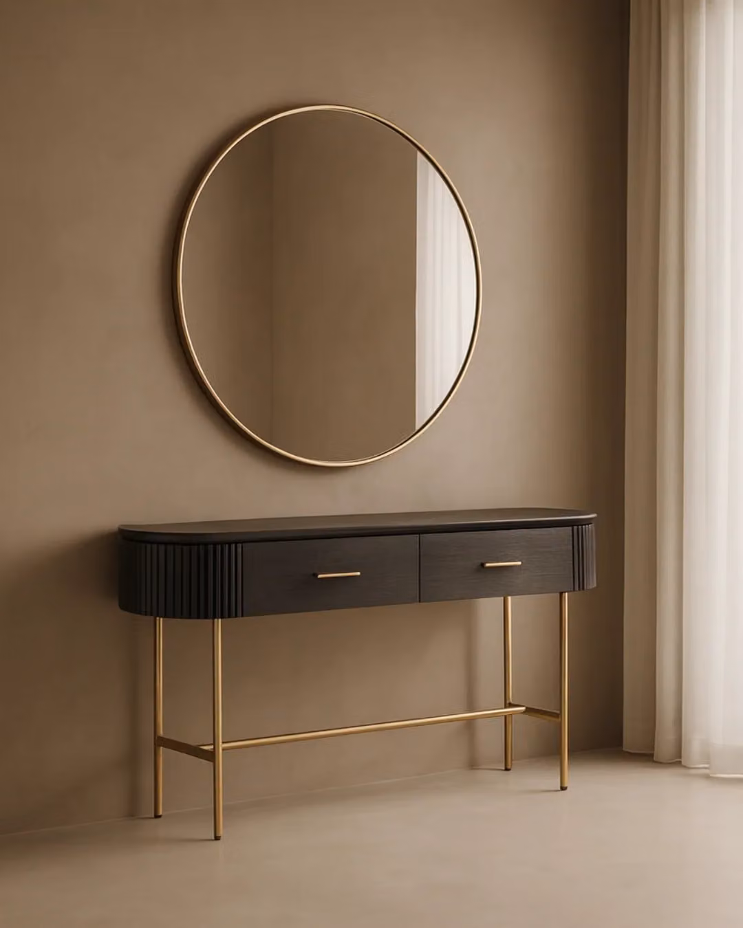 Tommy Franks Lantine Modern Rectangular Console Table in Black Oak and Metal, W/D/H: 150 x 39 x 76.7 cm