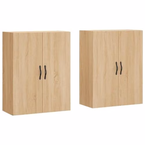vidaXL Set of 2 Wall Mounted Cabinets in Sonoma Oak, W/D/H: 90.0 x 2.0 x 69.5 cm
