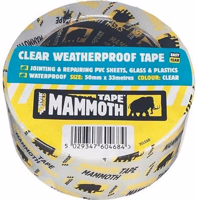 Everbuild Mammoth Weatherproof Tape, Transparent, W: 5 cm x L: 10 m