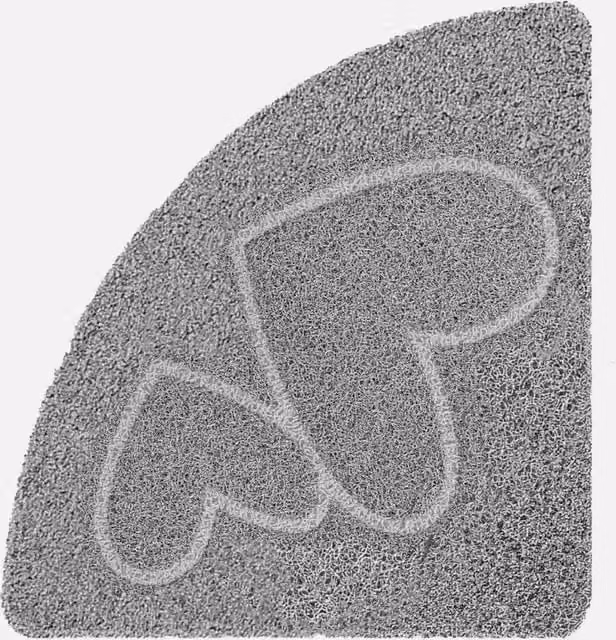 VOGREX Double Heart Non Slip Corner Shower Mat in Grey, W/D: 60 x 60 cm