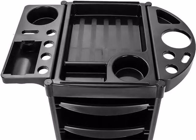 FORGEVIO 4 Drawer Salon Hairdresser Trolley Beauty Barber Storage in Black – 1