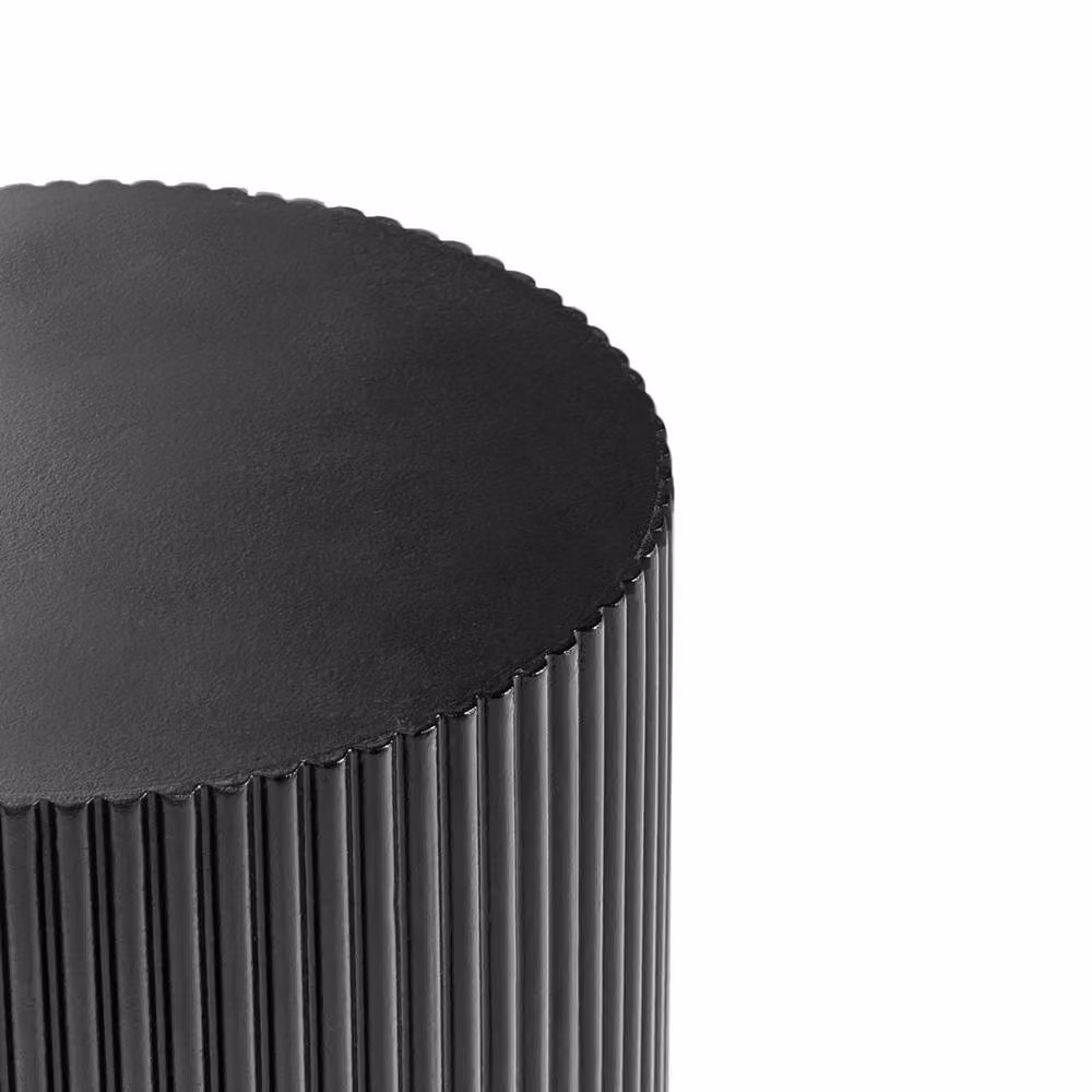 Wyld and Coco Nexa Black Round Side Table with Fluted MDF Base, W/D/H: 30 x 30 x 30 cm – 3