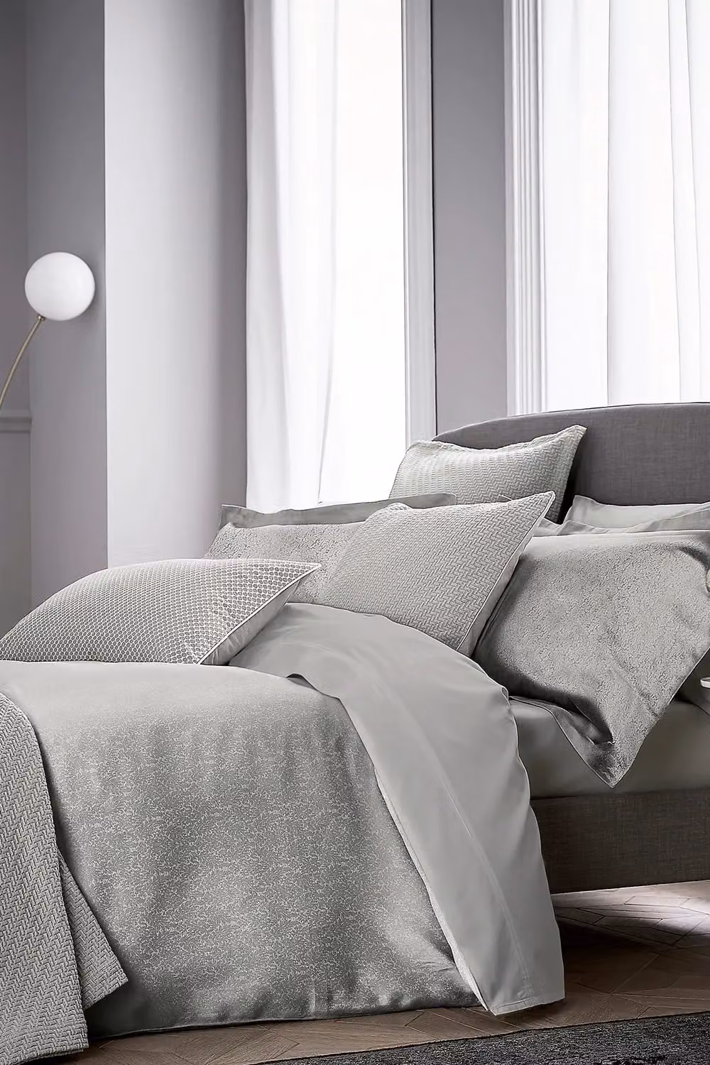 Bedeck of Belfast Tahra Cotton Sateen Cushion in Silver, W: 60 cm, H: 40 cm – 2