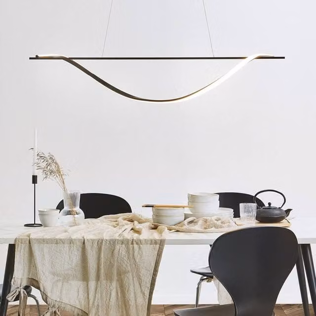 Wyld and Coco Black Iron Integrated LED Pendant Light W: 120 cm, D: 30 cm, H: 143 cm – 1