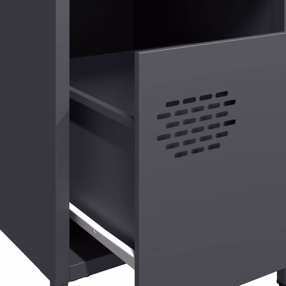 Berkfield Home Set of 2 Anthracite Steel Bedside Cabinets, W/D/H: 35 x 39 x 43.5 cm – 5