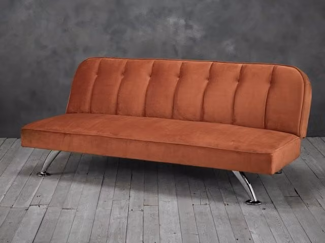Lemon Pavilion Furniture Brighton Orange Velvet Click-Clack Sofa Bed, W180 x D85 x H76 cm