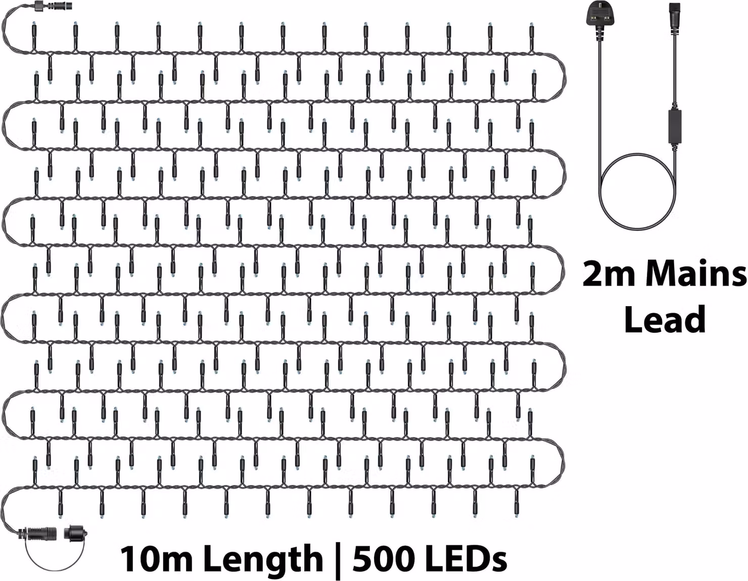 Xmas Haus Warm White LED Christmas Cluster Lights, Black, 10m, IP65 Waterproof, Connectable – 2