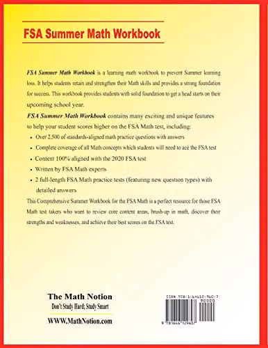 Math Notion FSA Grade 6 Summer Math Workbook with Two Complete Practice Tests – 2
