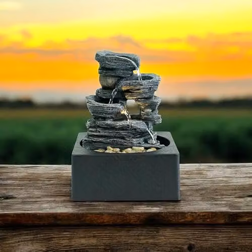 Buttercup Farm Minster Table-Top Water Fountain in Grey, W: 18 cm, D: 18 cm, H: 24 cm – 2