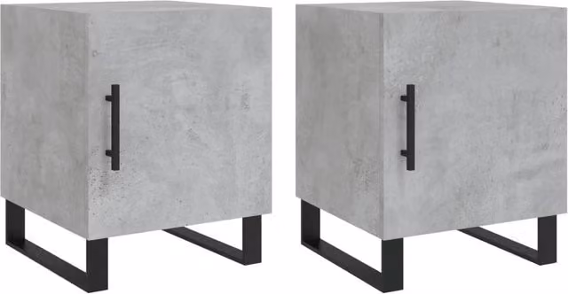 Berkfield Home Set of 2 Modern Bedside Cabinets in Concrete Grey, W/D/H: 40 x 40 x 50 cm – 1