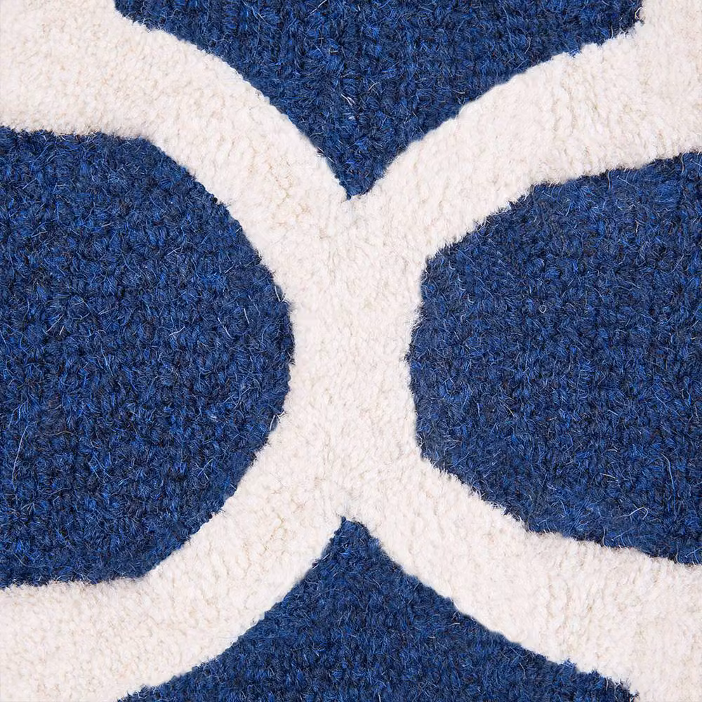 Wyld and Coco Blue and Beige Hand-Tufted Wool and Cotton Moroccan Geometric Area Rug, W: 80 cm, L: 150 cm – 3
