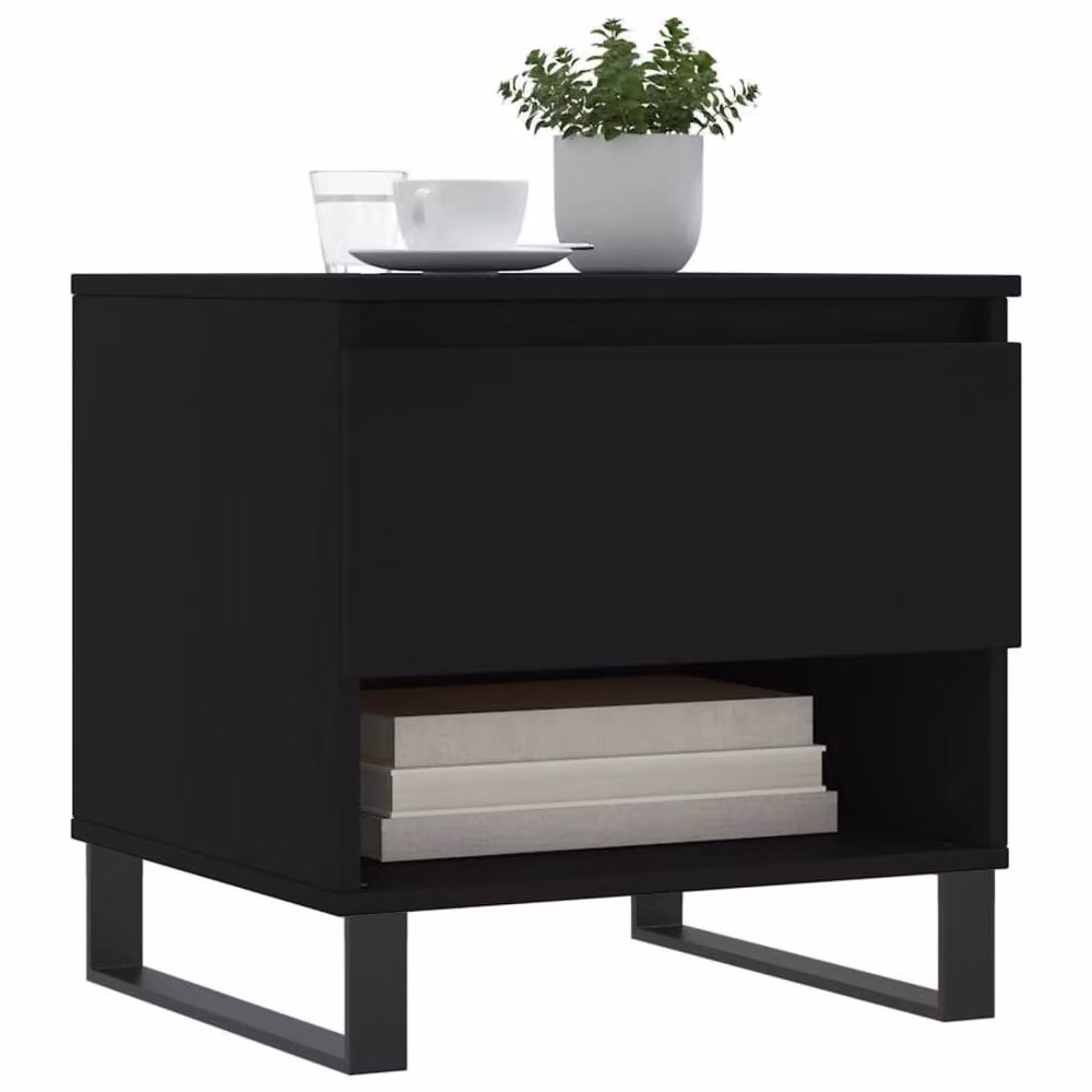 Berkfield Home Set of 2 Modern Black Square Coffee Tables in Engineered Wood, W/D/H: 50 x 46 x 50 cm – 3