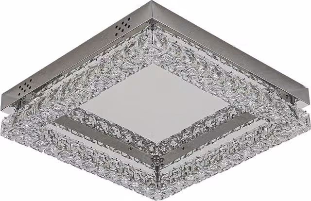 Living Star Modern Square Crystal LED Ceiling Light in Silver and Transparent