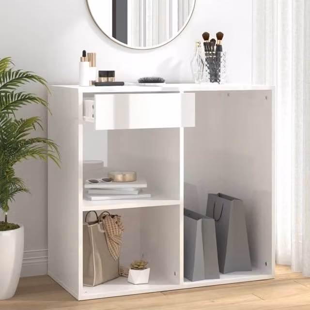 Berkfield Home High Gloss White Cosmetic Cabinet W/D/H: 80 x 40 x 75 cm