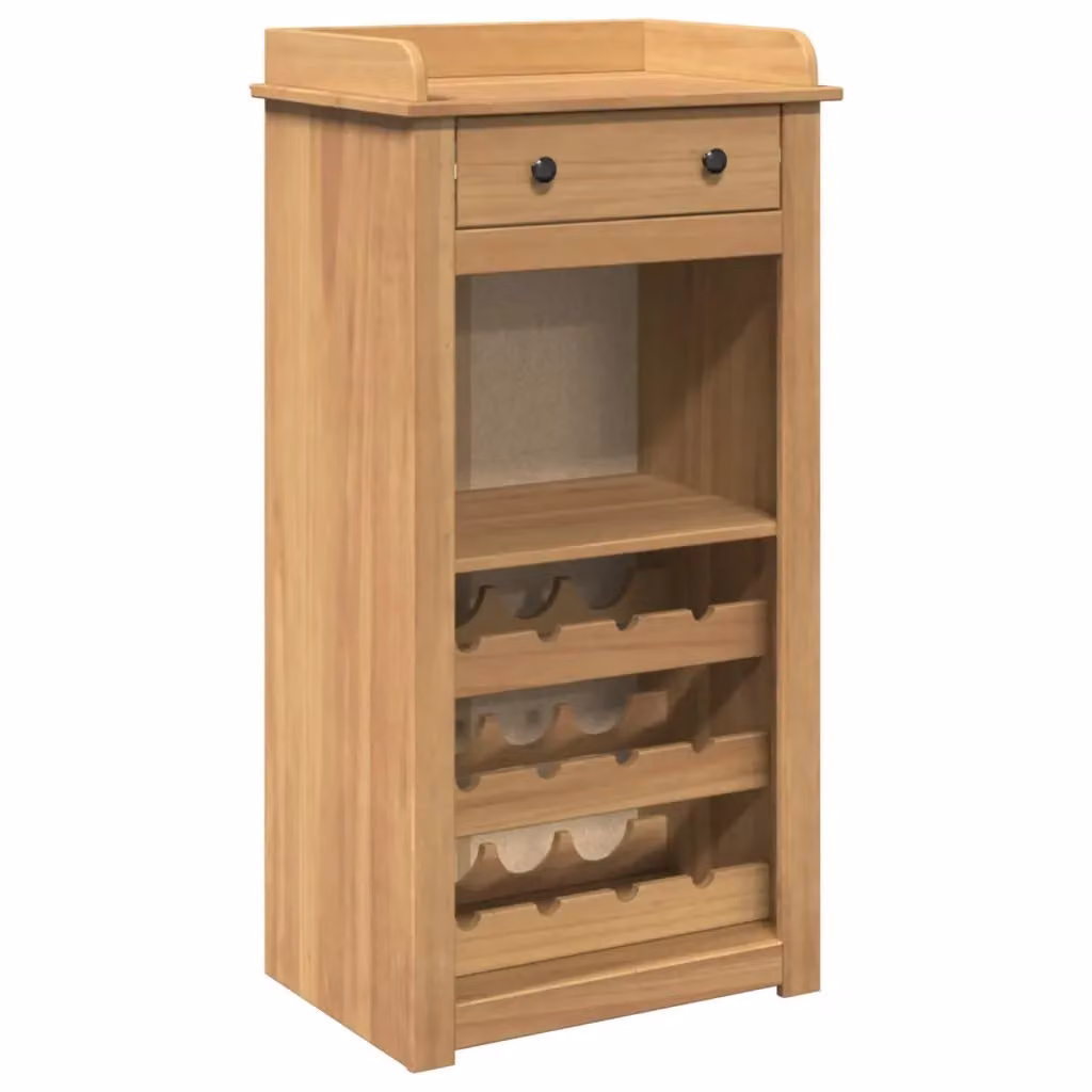 Berkfield Home Panama Rustic Solid Wood Pine Wine Cabinet, Brown, W/D/H: 57 x 40 x 111.5 cm – 2