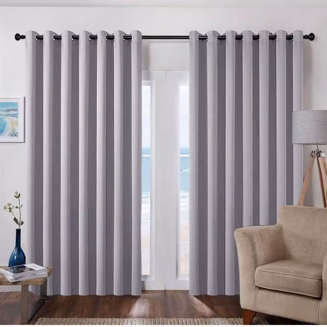 Garden Sanctuary Grey Blackout Curtains with Eyelets, W: 229 cm, H: 229 cm