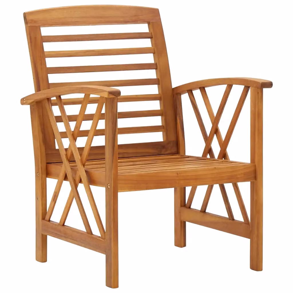 Berkfield Home Set of 2 Rustic Brown Acacia Wood Garden Chairs – 2