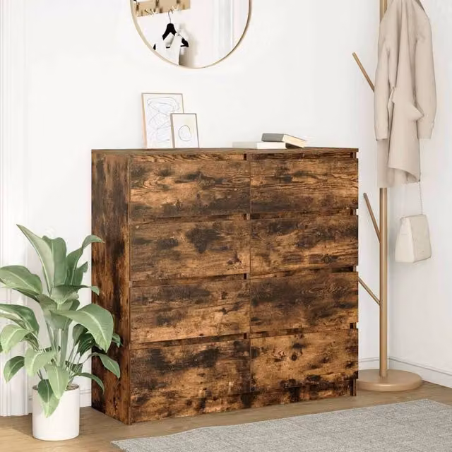 Berkfield Home Smoked Oak Sideboard in Brown, W/D/H: 100 x 35 x 99 cm – 1