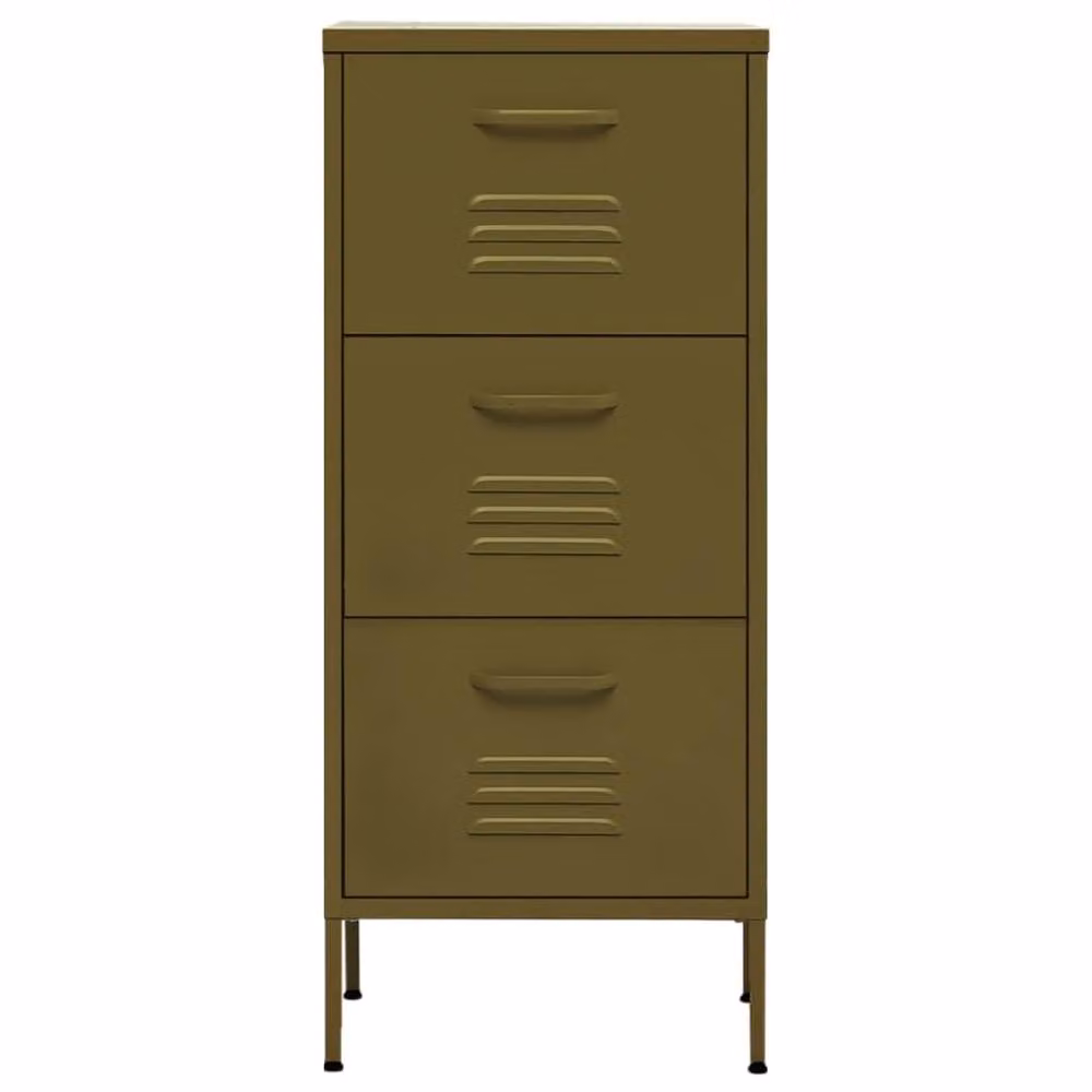 Berkfield Home Industrial Metal Storage Cabinet in Matt Green, W/D/H: 42.5 x 35 x 101.5 cm – 3