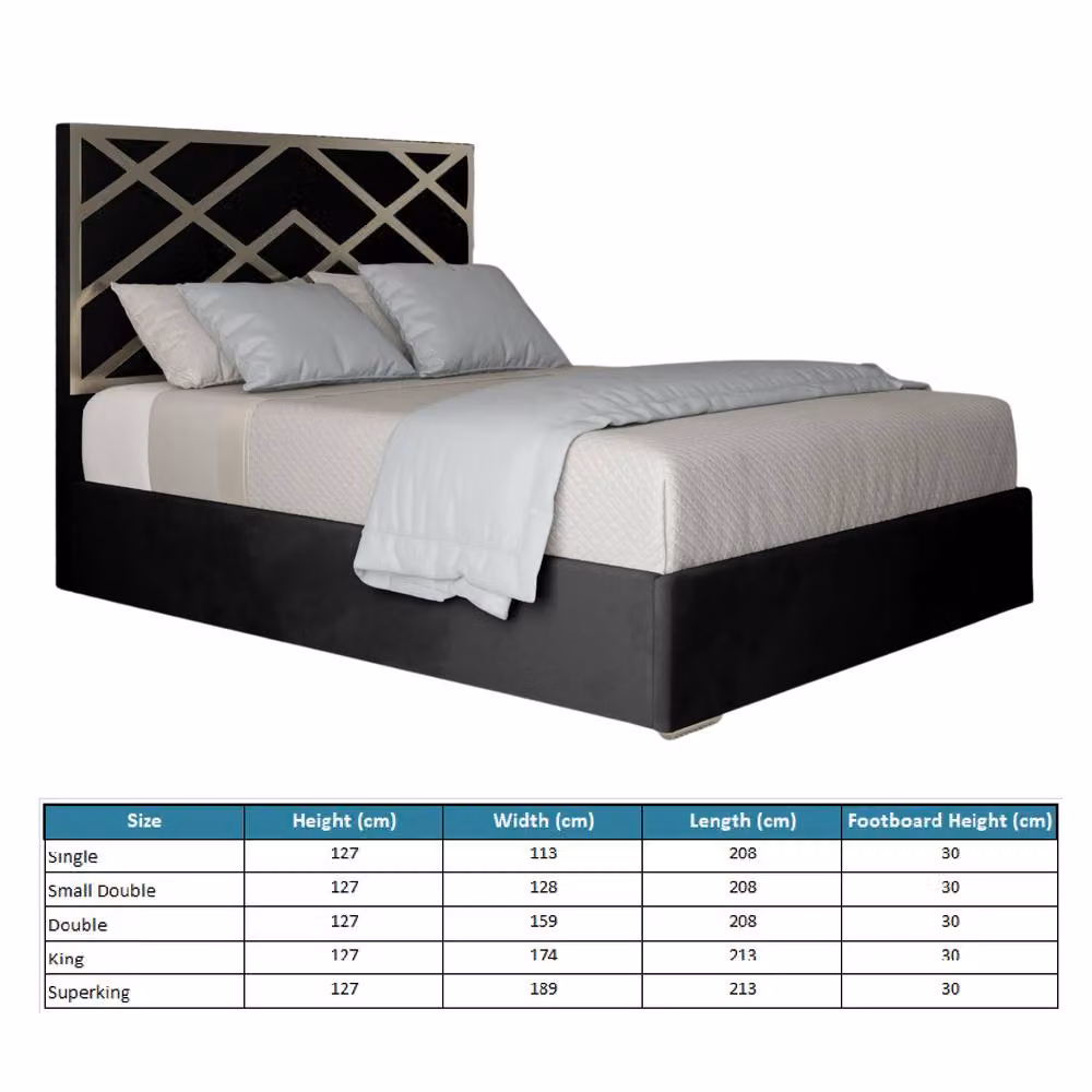 Casani Marden Modern Upholstered Velvet Bed Frame with Metal Accents, W/D/H: 140 x 200 x 127 cm – 5