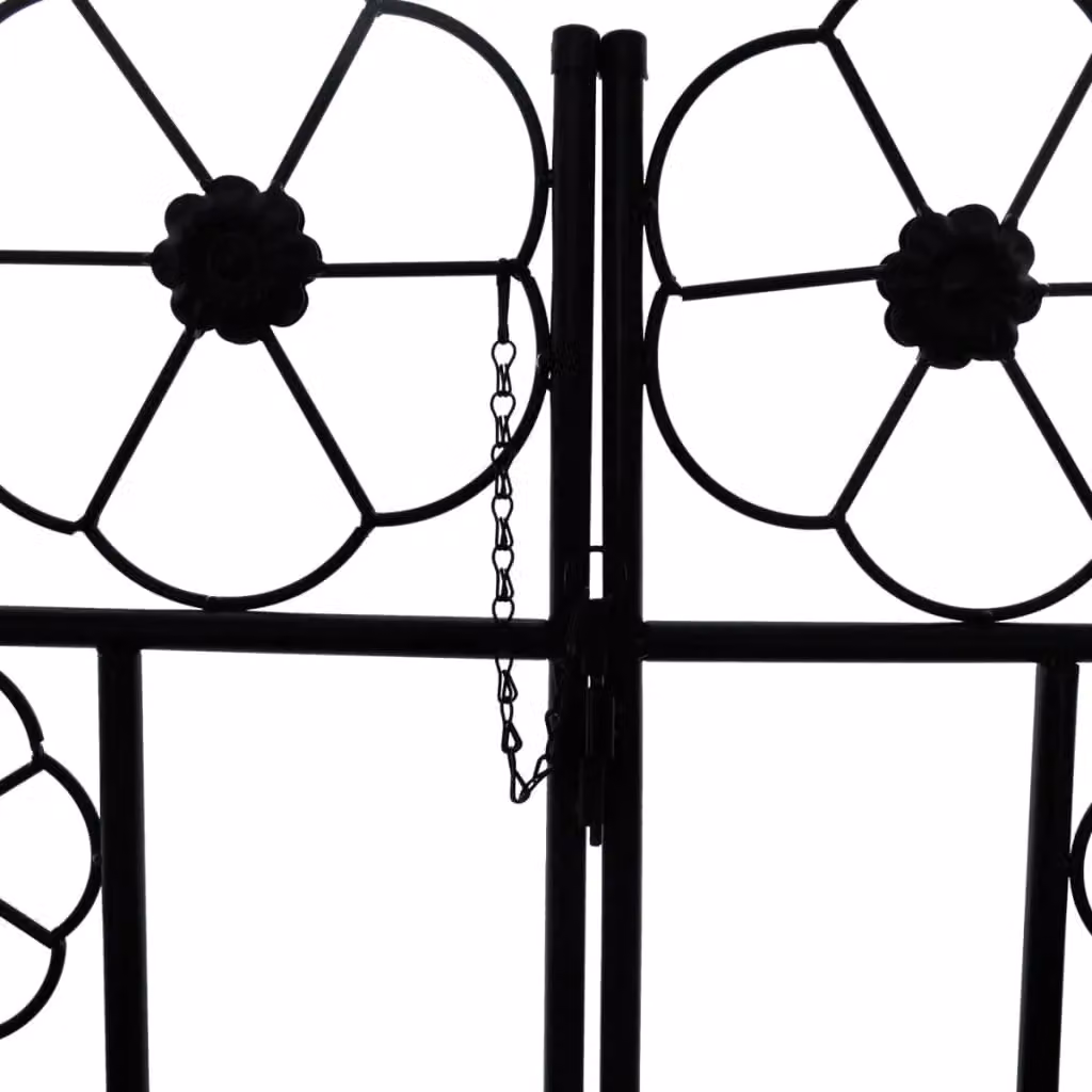 Berkfield Home Metal Garden Arch Door with Double Gate in Black, H 230 cm x W 115 cm – 2