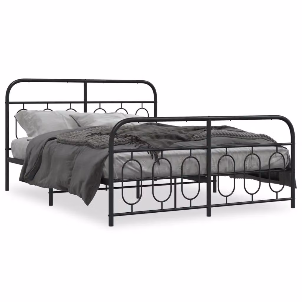 Berkfield Home Metal Bed Frame with Footboard, Black, W/D/H: 140 x 190 cm – 2