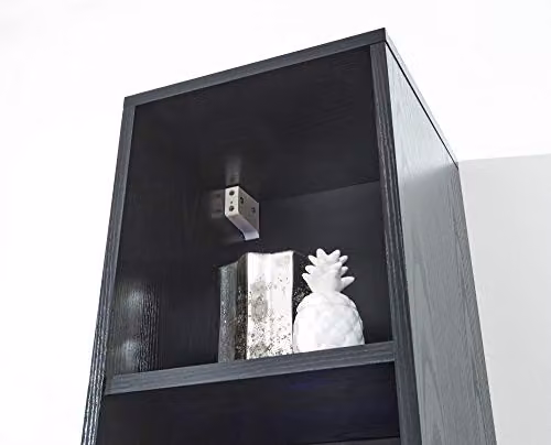 GFW Galicia Black Glossy Wall Mounted Tall Shelf Unit with Integrated LED Lighting W/D/H: 30 x 30 x 120 cm – 8