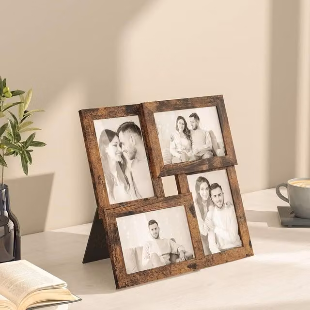 SONGMICS Multi Picture Wall Frame Set, 4 Photo Gallery Collage in Brown, 10 x 15 cm – 1