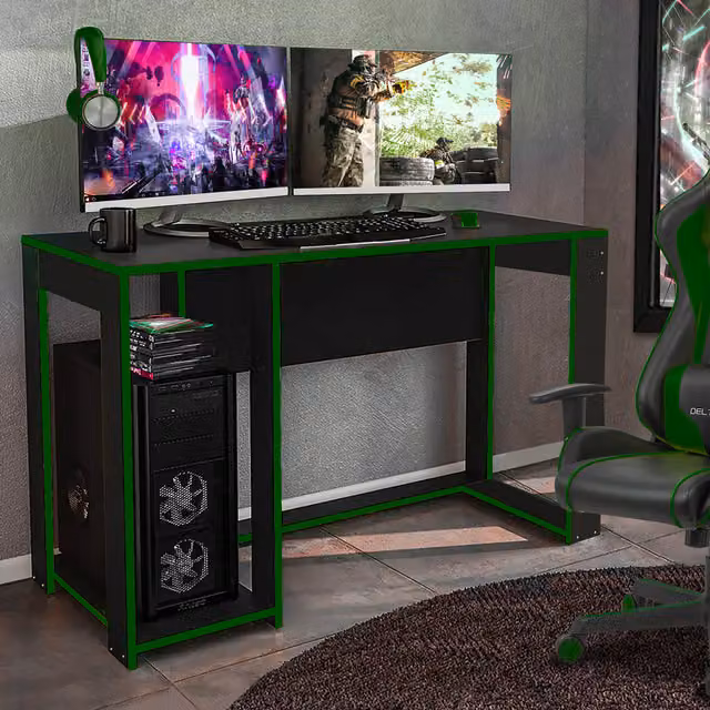 Home Detail Ryker Gaming Desk in Black and Green