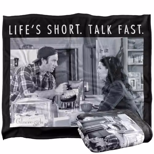 Warner Bros. Gilmore Girls Life's Short Talk Fast Luke and Lorelai Super Soft Fleece Throw Blanket, Multicolour, W: 152 cm, D: 127 cm – 1