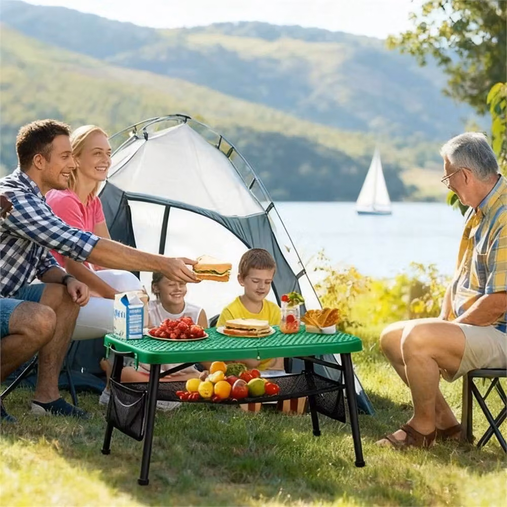 VOGREX Portable Folding Camping Table with Adjustable Height in Green – 4