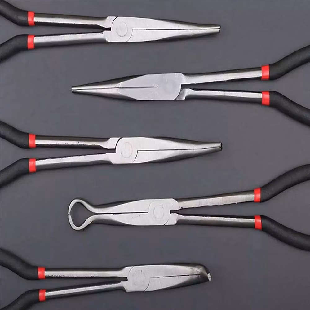 SPETLEK 5-Piece Long Reach Nose Pliers Set with Straight and Bent Tips in Black – 4