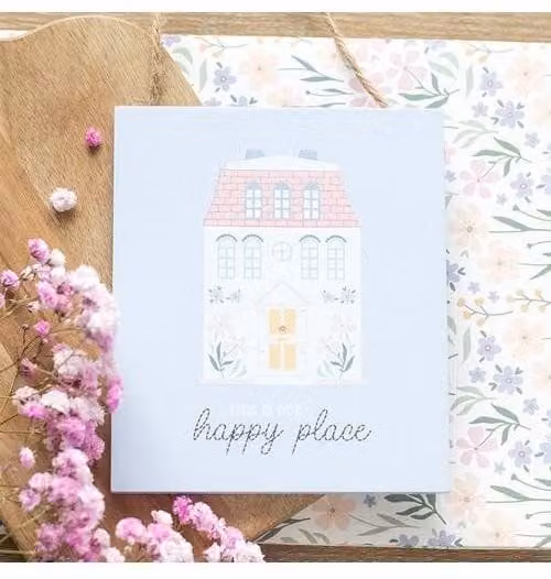 KDMD This Is Our Happy Place Pastel House Hanging Sign in White and Multicolour