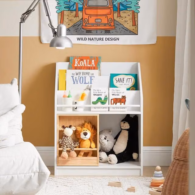 SoBuy Kids Organizer Childrens Bookcase and Toy Shelf in White