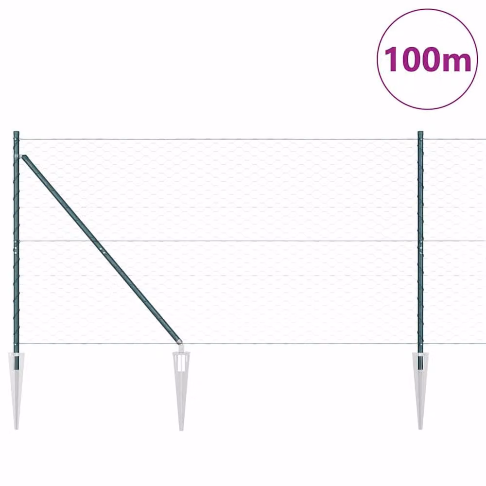 Berkfield Home Green Steel Hexagon Fence, 2 x 100 m – 2