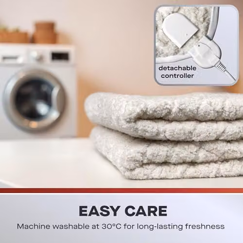 Daewoo Dreamz Premium King Size Heated Fitted Blanket in White, Fleece with Dual Zone Controls and 3 Heat Settings, W/D/H: 180 x 200 cm – 3