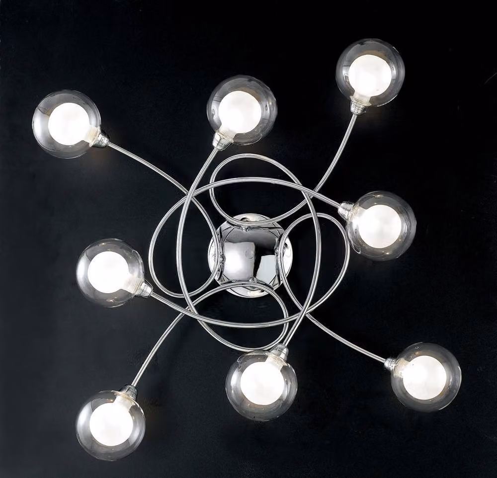 Netlighting BLOG 8 Light Multi Arm Semi Flush Ceiling Light in Chrome and Silver, W/D/H: 66 x 66 x 20 cm – 2