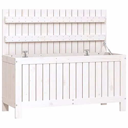 vidaXL White Lacquered Pine Garden Storage Box W: 108 cm, D: 42.5 cm, H: 54 cm