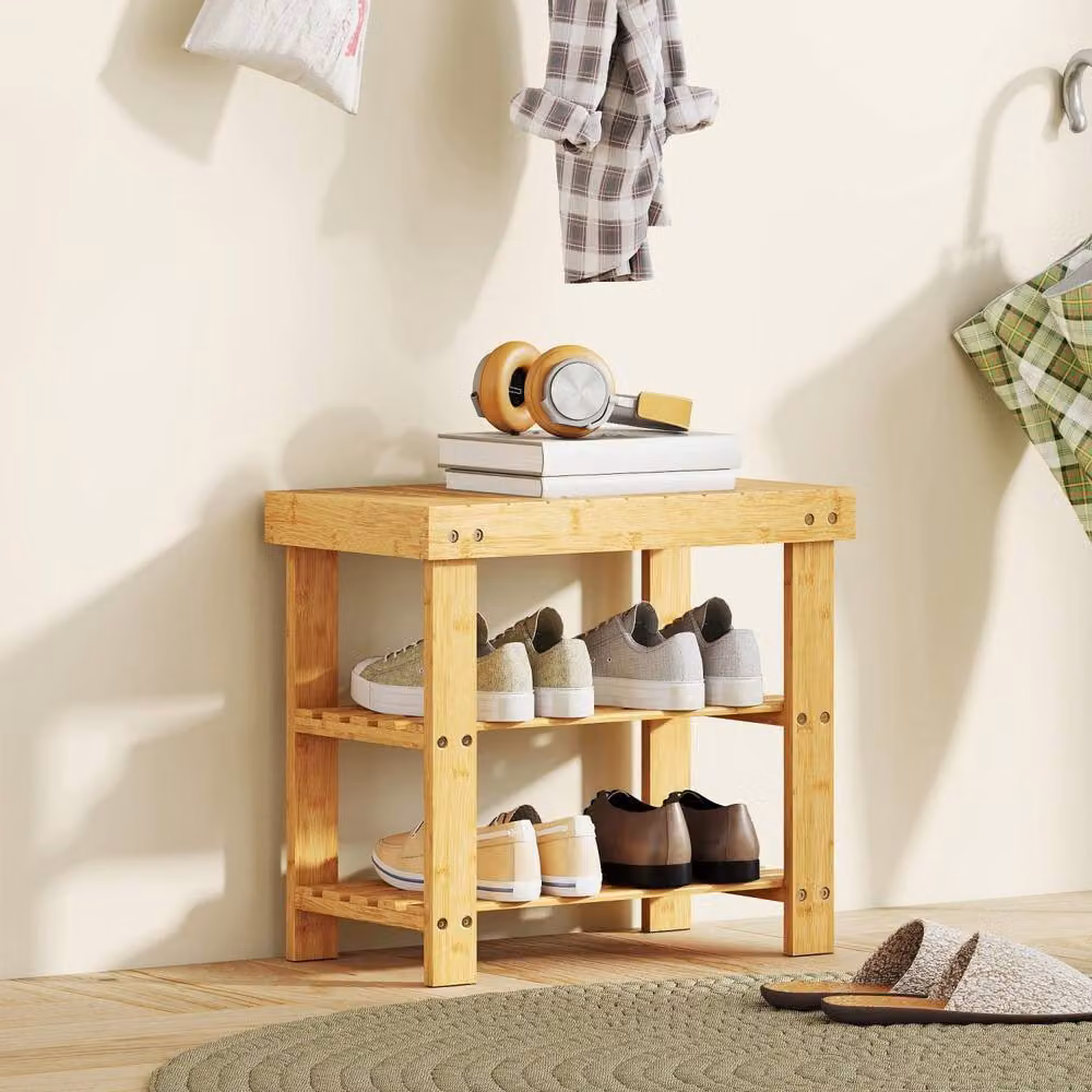 Wyld Haus Tono Keel 2 Tier Bamboo Shoe Storage Bench in Natural Brown – 3