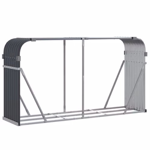 vidaXL Anthracite Galvanised Steel Log Holder W: 180 cm, D: 45 cm, H: 100 cm – 1