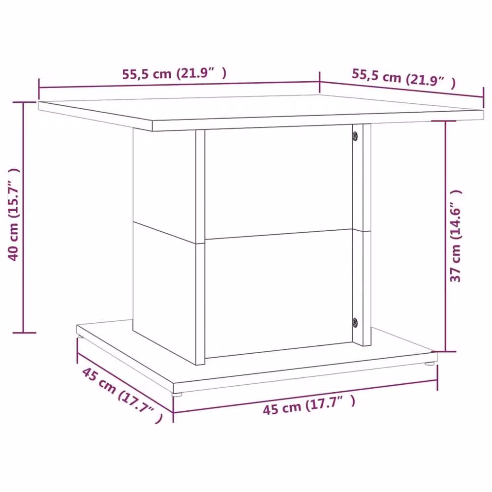 Berkfield Home Modern Square Coffee Table in Brown Oak, W: 55.5 cm, D: 55.5 cm, H: 40 cm – 5