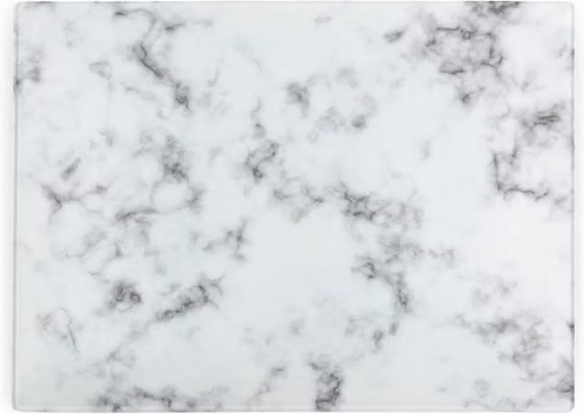 Purely Home White Marble Rectangular Glass Kitchen Cutting Board and Worktop Protector
