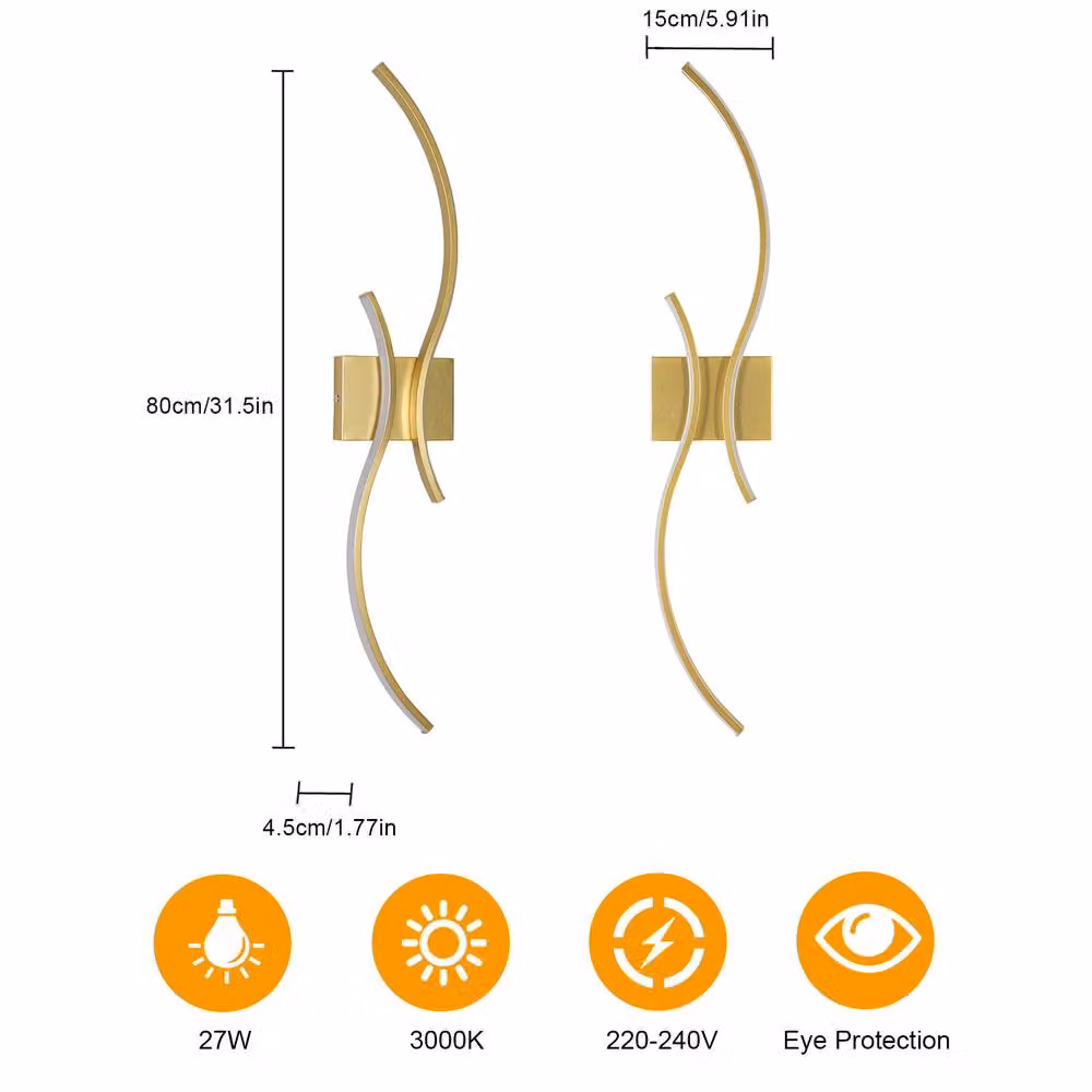 COMELY Modern LED Indoor Wall Light in Gold, Diameter: 80 cm – 2